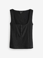 Black Textured Henley Detail Tank - Image 6 of 8