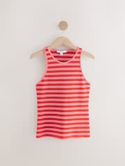 Red/Pink Knitted Stripe Racer Tank - Image 5 of 7