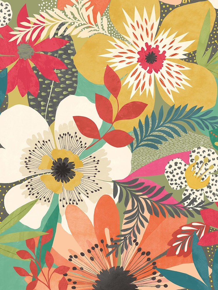 Ohpopsi Olive Floral Riot A4 Wallpaper Sample - Image 1 of 1