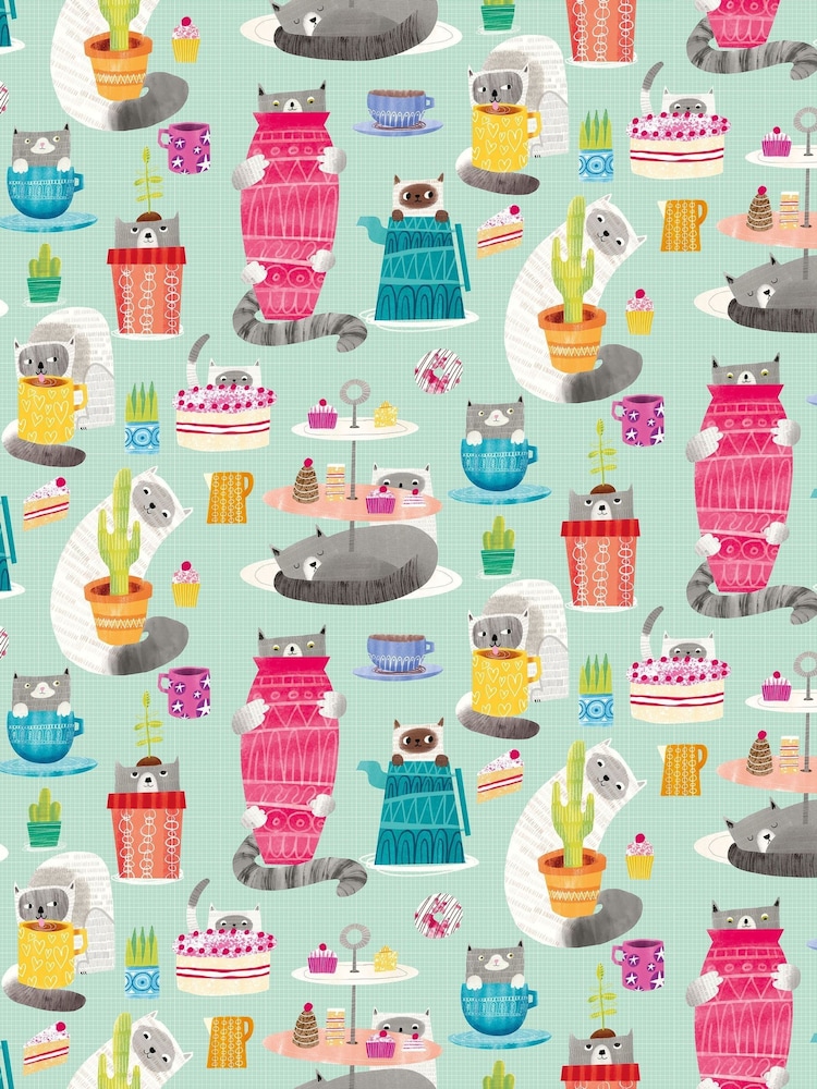 Ohpopsi Spearmint Kitten Kaboodle A4 Wallpaper Sample - Image 1 of 1