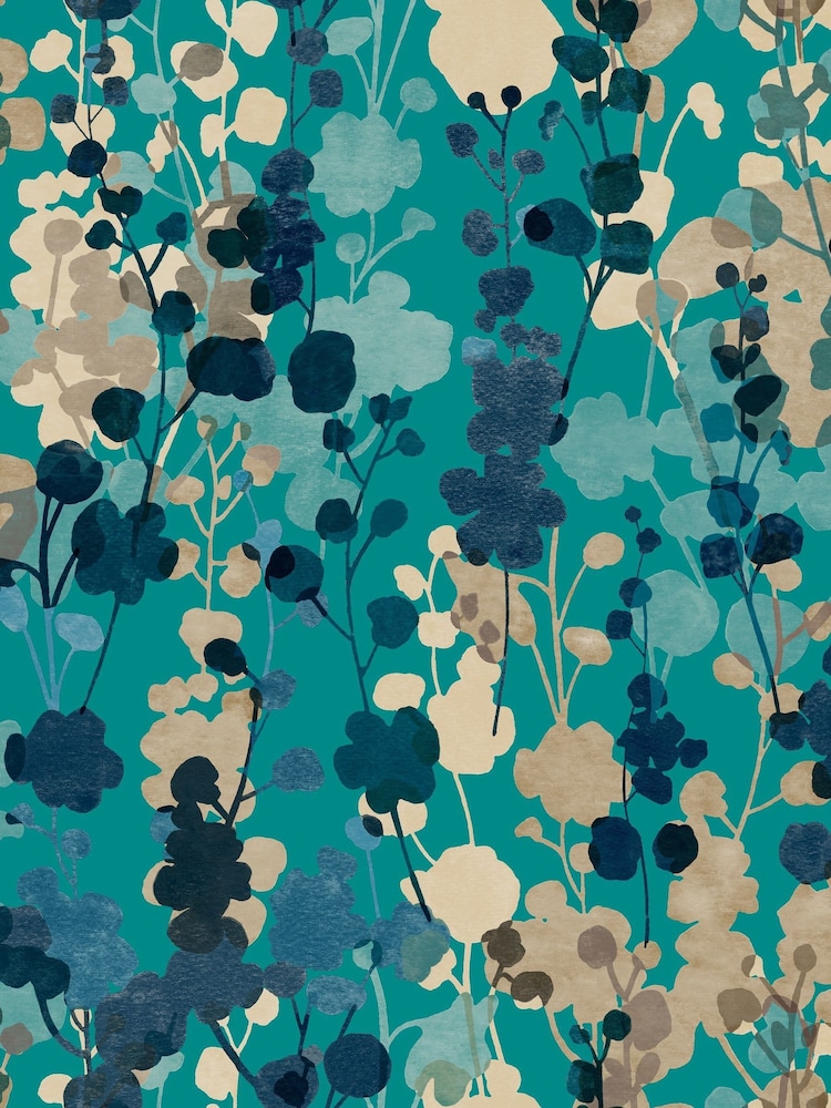 Ohpopsi Teal Natural Blossom A4 Wallpaper Sample - Image 1 of 1