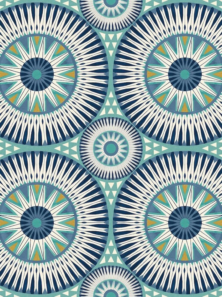 Ohpopsi Denim and Flax Large Ellipse A4 Wallpaper Sample - Image 1 of 1