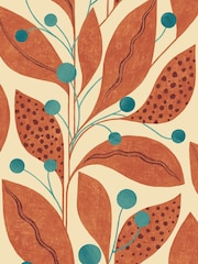 Ohpopsi Rust and Teal Berry Dot A4 Wallpaper Sample - Image 1 of 1