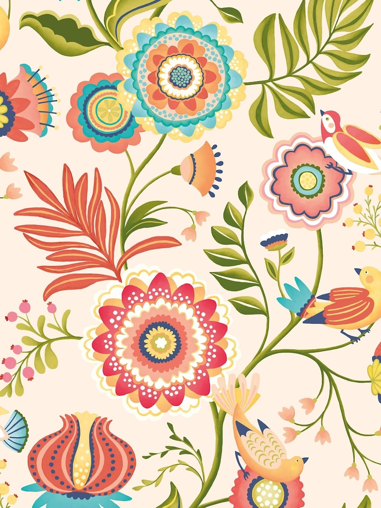 Ohpopsi Coral and Linen Ichika Trail A4 Wallpaper Sample - Image 1 of 1