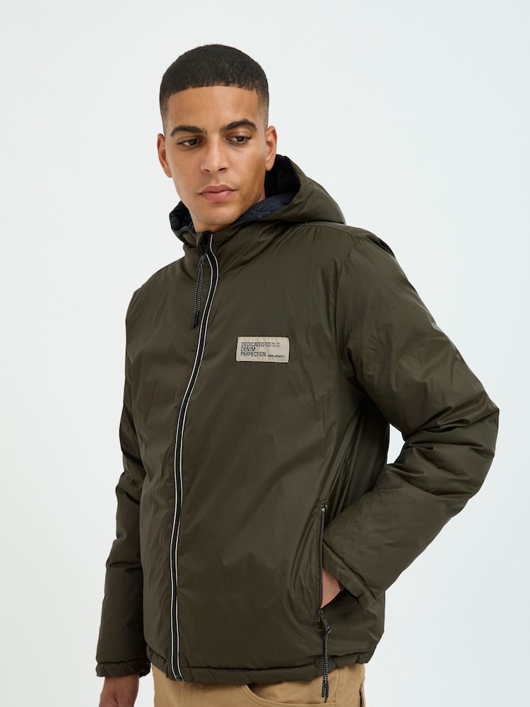 Blend Khaki Green Lightweight Reversible Padded Coat - Image 1 of 6