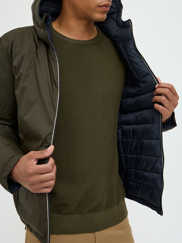 Blend Khaki Green Lightweight Reversible Padded Coat - Image 2 of 6