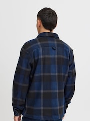Blend Navy Blue Fleece Check Overshirt - Image 2 of 5