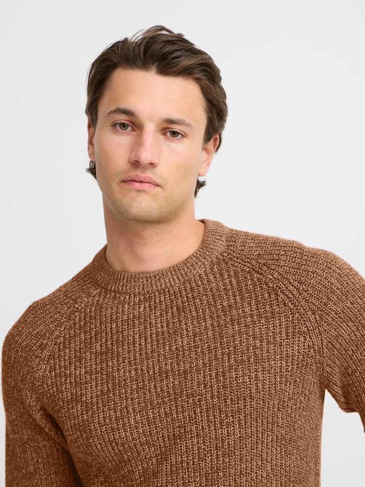 Blend Brown 100% Cotton Fisherman Knitted Sweat Jumper - Image 3 of 5