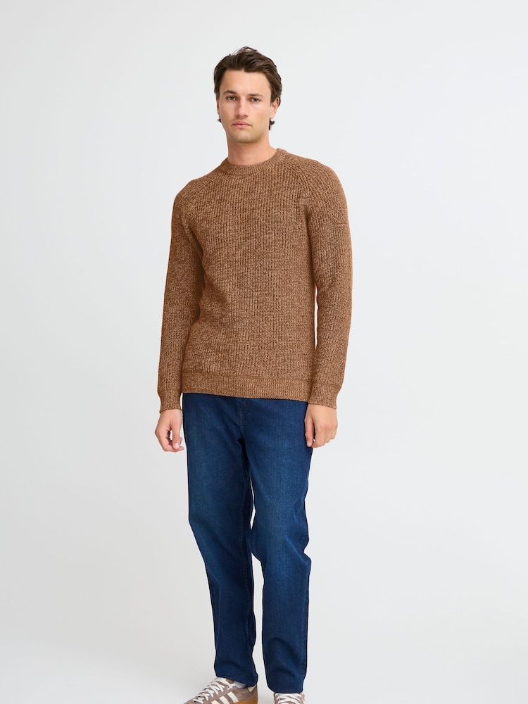 Blend Brown 100% Cotton Fisherman Knitted Sweat Jumper - Image 4 of 5
