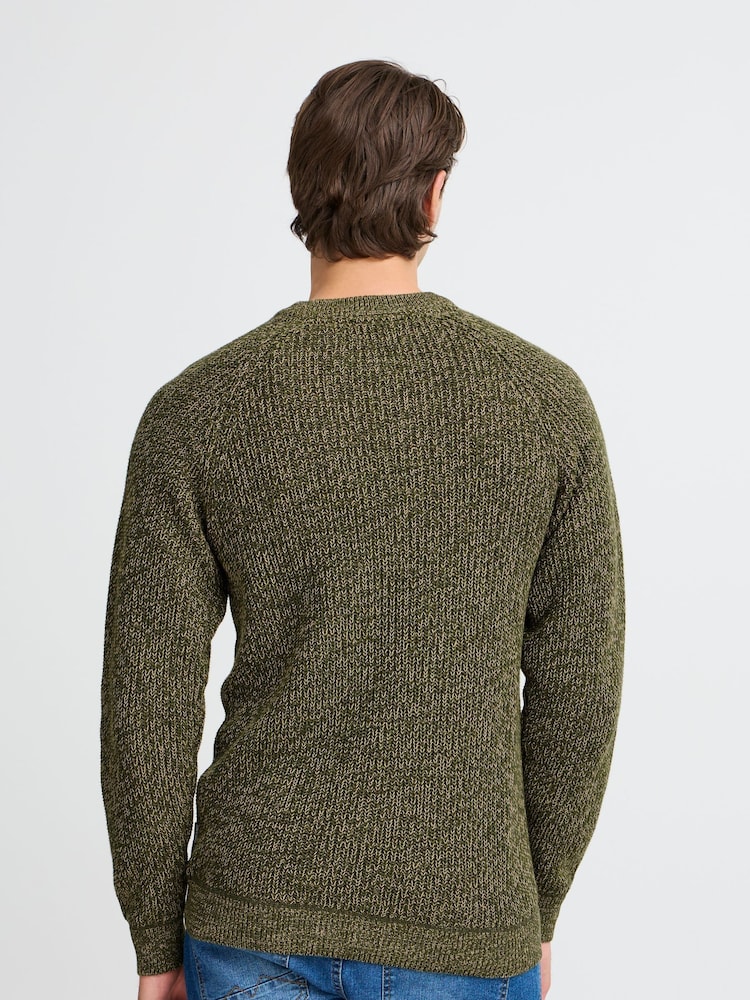 Blend Green 100% Cotton Fisherman Knitted Sweat Jumper - Image 2 of 5