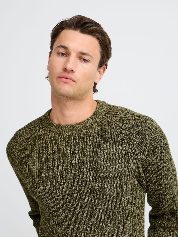 Blend Green 100% Cotton Fisherman Knitted Sweat Jumper - Image 3 of 5