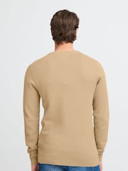 Blend Cream Washed Crew Neck 100% Cotton Knitted Sweat Jumper - Image 2 of 5