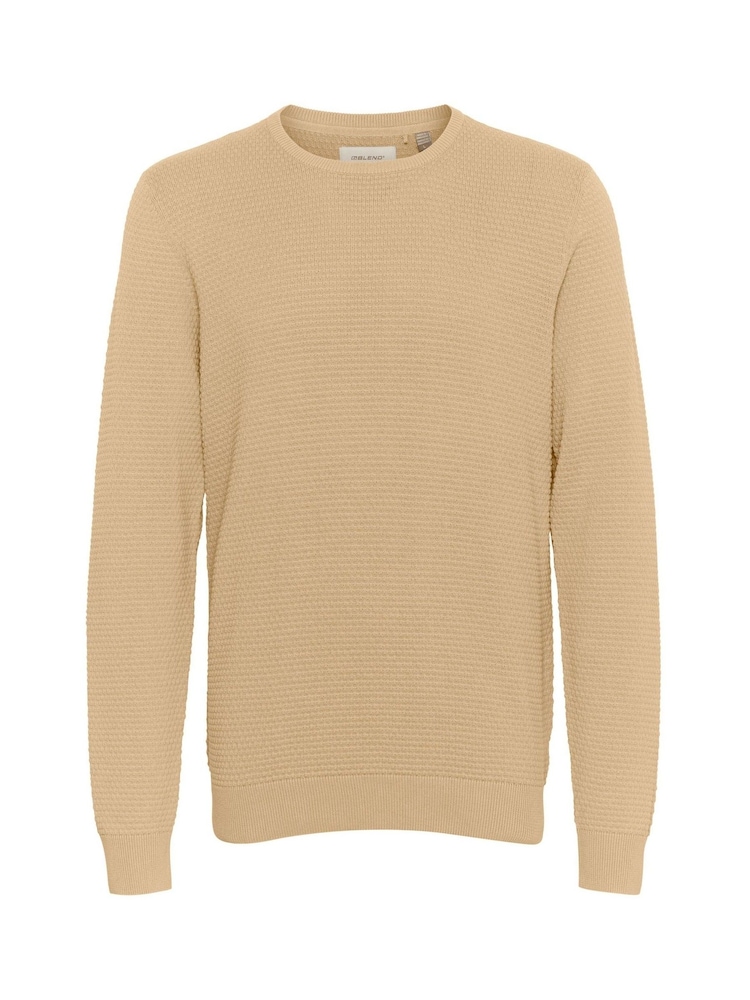 Blend Cream Washed Crew Neck 100% Cotton Knitted Sweat Jumper - Image 5 of 5