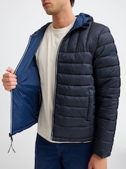 Blend Navy Blue Lightweight Reversible Padded Coat - Image 3 of 5