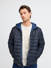 Blend Navy Blue Lightweight Reversible Padded Coat - Image 5 of 5