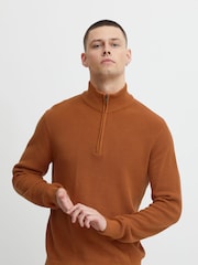 Blend Orange 100% Cotton Quarter Zip Knitted Sweat Jumper - Image 1 of 5
