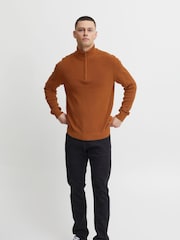 Blend Orange 100% Cotton Quarter Zip Knitted Sweat Jumper - Image 3 of 5