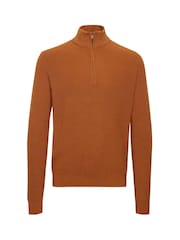Blend Orange 100% Cotton Quarter Zip Knitted Sweat Jumper - Image 5 of 5