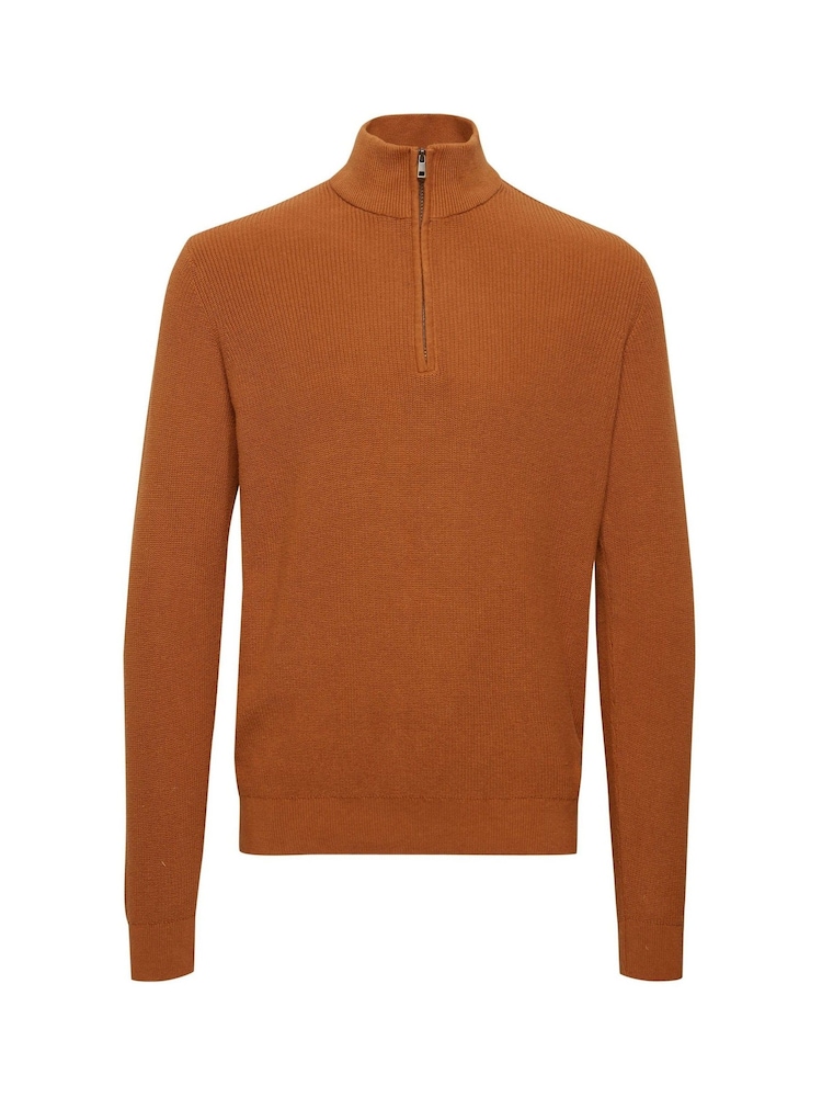 Blend Orange 100% Cotton Quarter Zip Knitted Sweat Jumper - Image 5 of 5