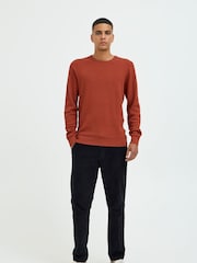 Blend Red Washed Crew Neck 100% Cotton Knitted Sweat Jumper - Image 4 of 5