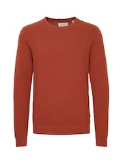 Blend Red Washed Crew Neck 100% Cotton Knitted Sweat Jumper - Image 5 of 5