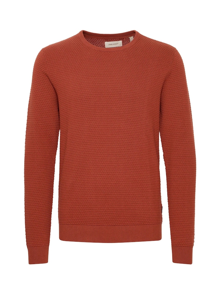 Blend Red Washed Crew Neck 100% Cotton Knitted Sweat Jumper - Image 5 of 5