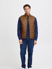 Blend Tan Brown Metallic Coated Gilet - Image 4 of 5