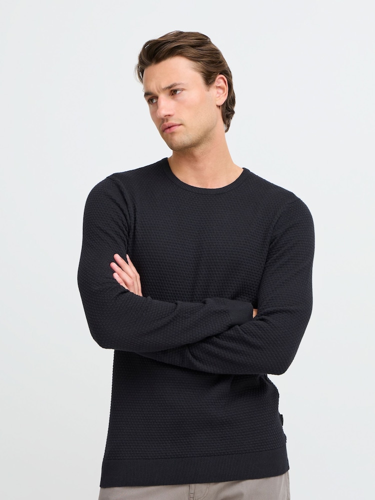 Blend Black Washed Crew Neck 100% Cotton Knitted Sweat Jumper - Image 1 of 5