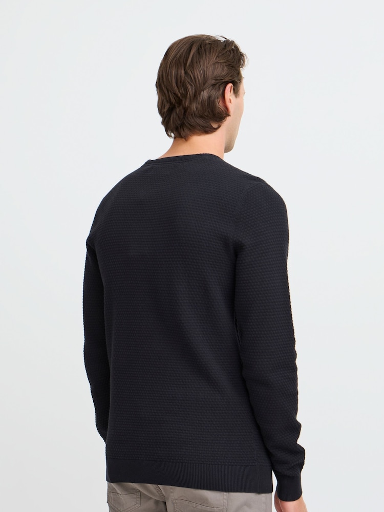 Blend Black Washed Crew Neck 100% Cotton Knitted Sweat Jumper - Image 2 of 5