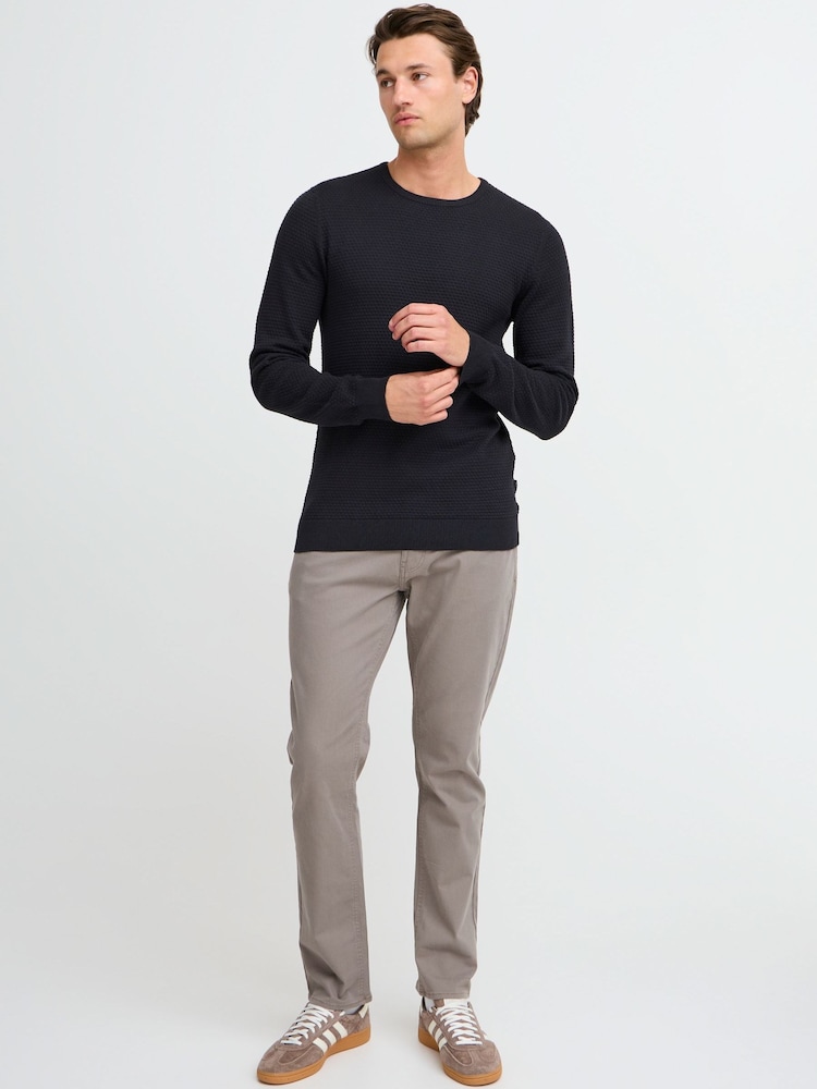 Blend Black Washed Crew Neck 100% Cotton Knitted Sweat Jumper - Image 4 of 5