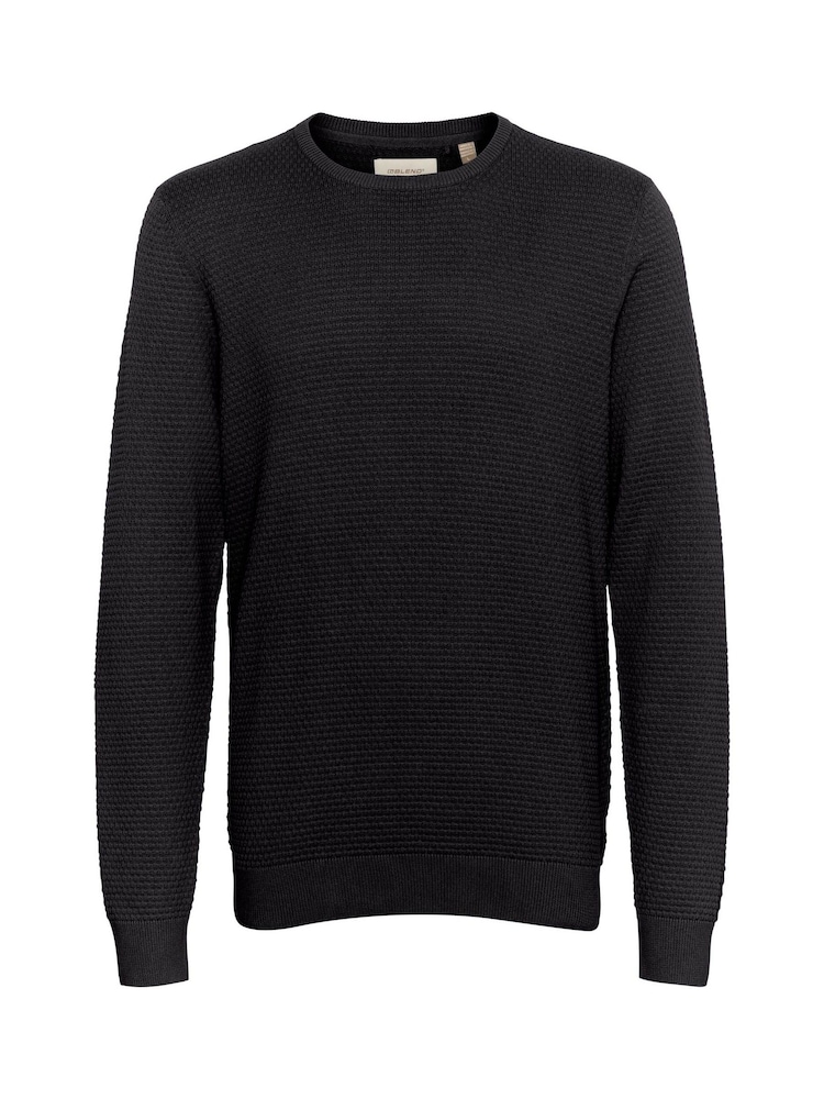Blend Black Washed Crew Neck 100% Cotton Knitted Sweat Jumper - Image 5 of 5