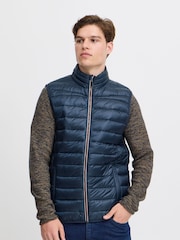 Blend Navy Blue Metallic Coated Gilet - Image 1 of 5