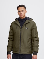 Blend Khaki Green Lightweight Reversible Hooded Jacket - Image 1 of 5