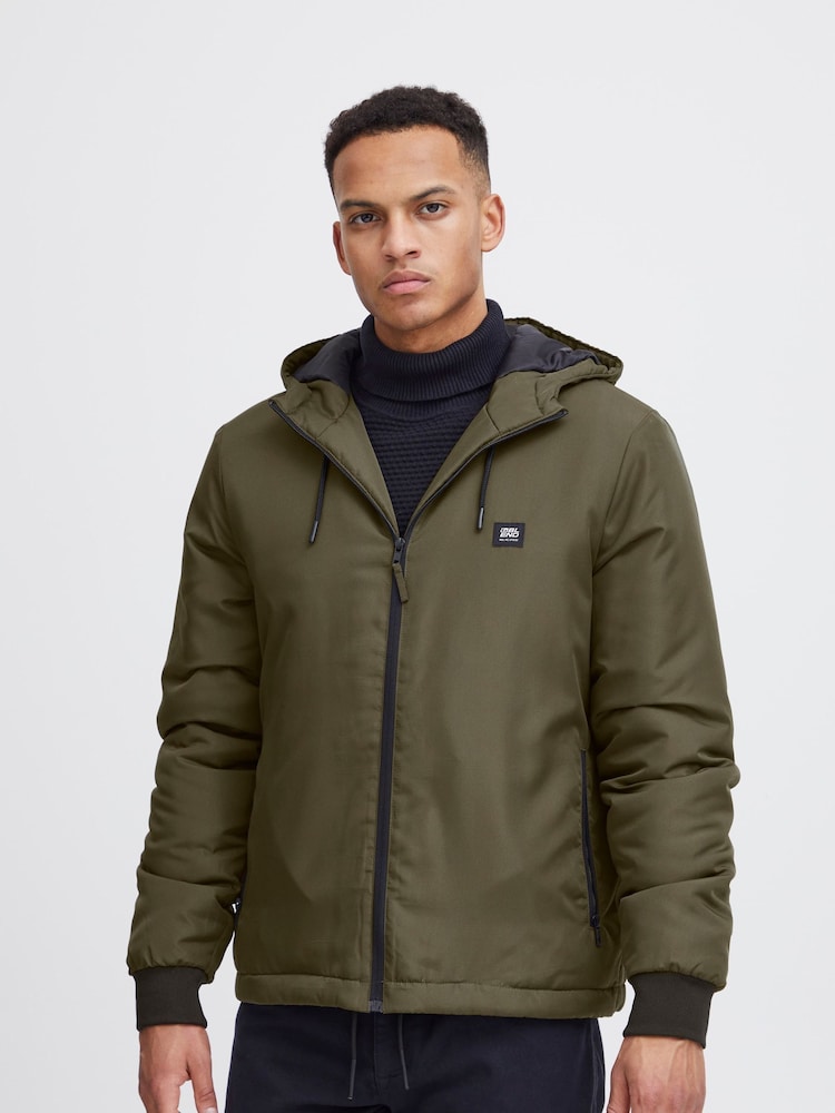 Blend Khaki Green Lightweight Reversible Hooded Jacket - Image 1 of 5