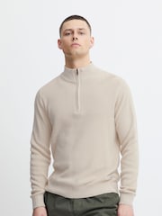 Blend Cream 100% Cotton Quarter Zip Knitted Sweat Jumper - Image 1 of 5