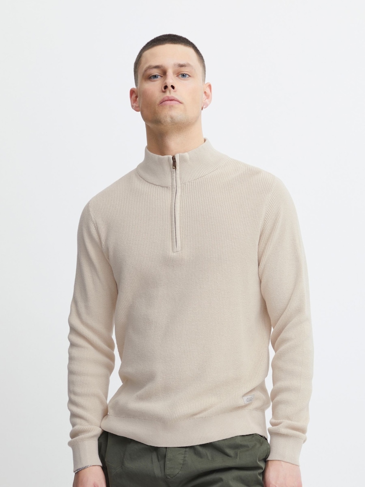 Blend Cream 100% Cotton Quarter Zip Knitted Sweat Jumper - Image 1 of 5