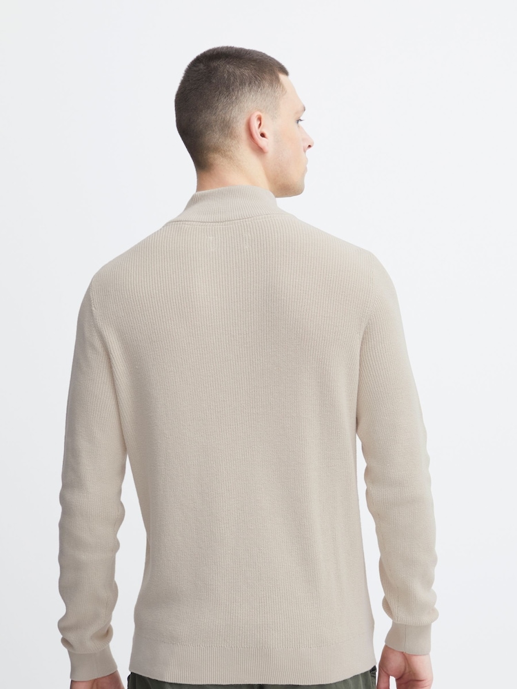 Blend Cream 100% Cotton Quarter Zip Knitted Sweat Jumper - Image 2 of 5