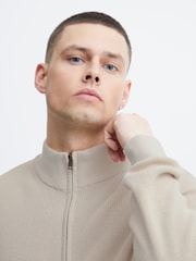Blend Cream 100% Cotton Quarter Zip Knitted Sweat Jumper - Image 3 of 5