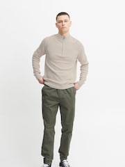Blend Cream 100% Cotton Quarter Zip Knitted Sweat Jumper - Image 4 of 5