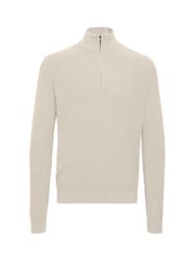 Blend Cream 100% Cotton Quarter Zip Knitted Sweat Jumper - Image 5 of 5