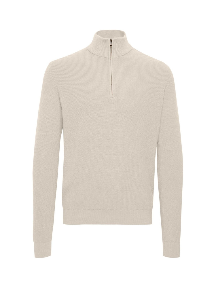 Blend Cream 100% Cotton Quarter Zip Knitted Sweat Jumper - Image 5 of 5