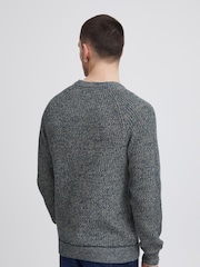 Blend Navy Blue 100% Cotton Fisherman Knitted Sweat Jumper - Image 2 of 5