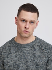 Blend Navy Blue 100% Cotton Fisherman Knitted Sweat Jumper - Image 3 of 5