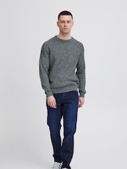 Blend Navy Blue 100% Cotton Fisherman Knitted Sweat Jumper - Image 4 of 5