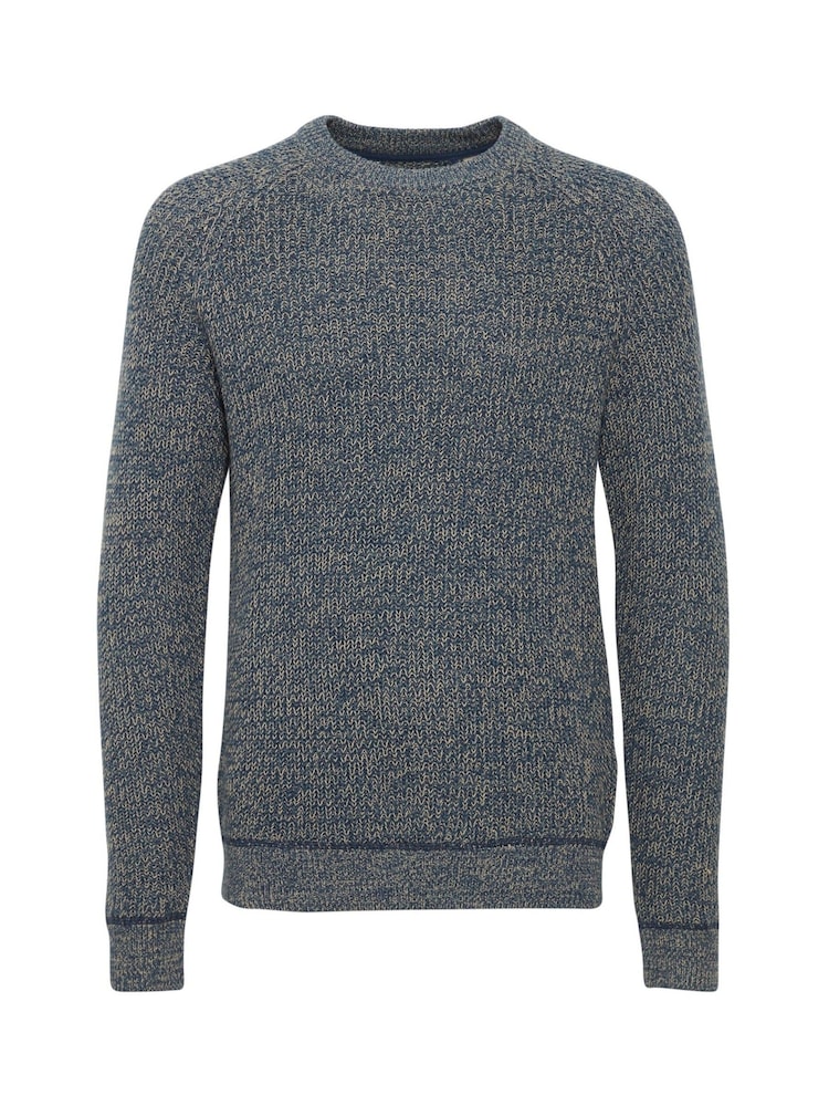Blend Navy Blue 100% Cotton Fisherman Knitted Sweat Jumper - Image 5 of 5