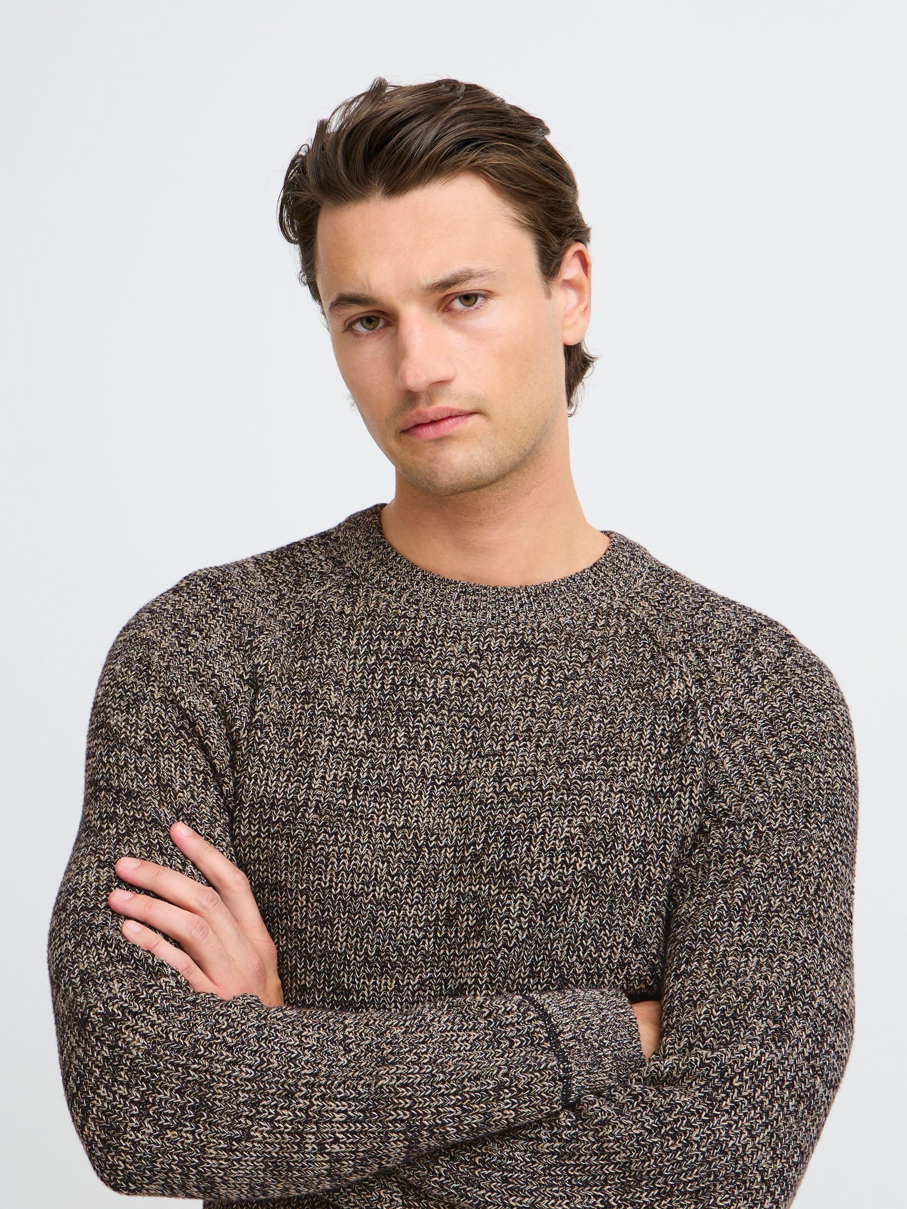 Buy Blend Brown Chrome 100% Cotton Fisherman Knitted Sweat Jumper