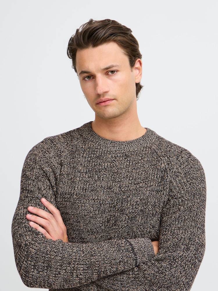 Blend Brown Chrome 100% Cotton Fisherman Knitted Sweat Jumper - Image 3 of 5