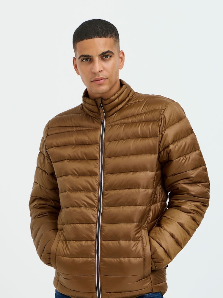Blend Tan Brown Metallic Coated Jacket - Image 1 of 5