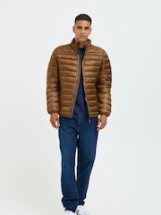 Blend Tan Brown Metallic Coated Jacket - Image 4 of 5