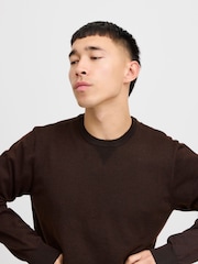 Blend Brown Crew Neck Knitted Sweat Jumper - Image 3 of 5